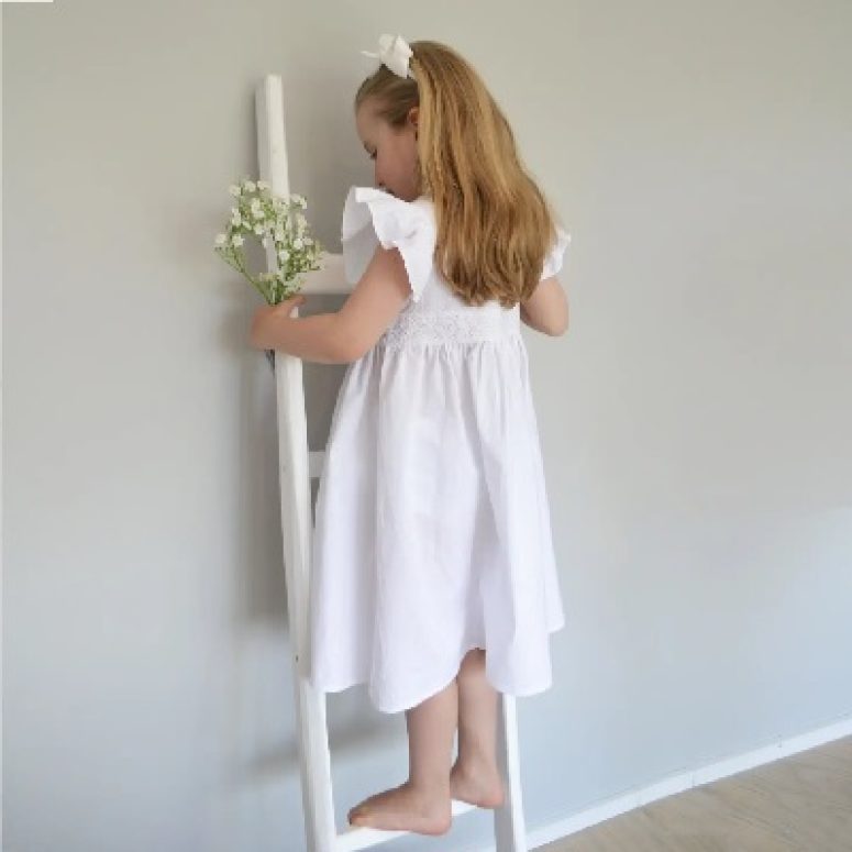 White organic linen dress