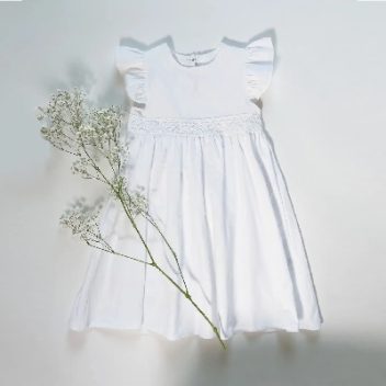White organic linen dress
