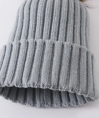 Sage knit pom pom beanie